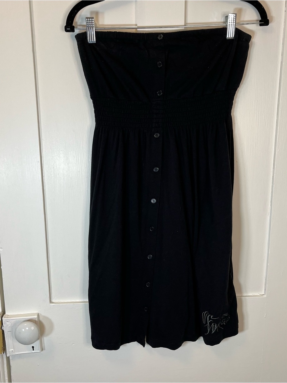 Fox Black Strapless Button-Front Dress